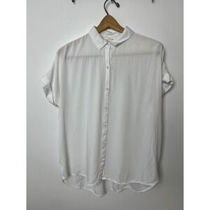Beachlunchlounge White Short Sleeve Button Down Shirt Viscose Womans Large